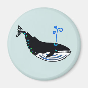 Graphic- Blue WHALE - Wildlife - Ocean spray - Magnet