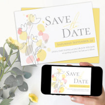 Graphic Blume Blätter gelb grau Save the Date