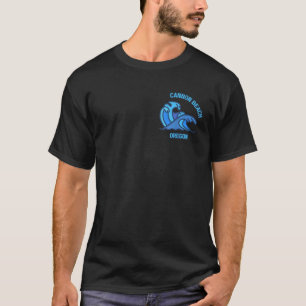 Graphic Cannon Beach Oregon Pocket Wave Souvenir T-Shirt