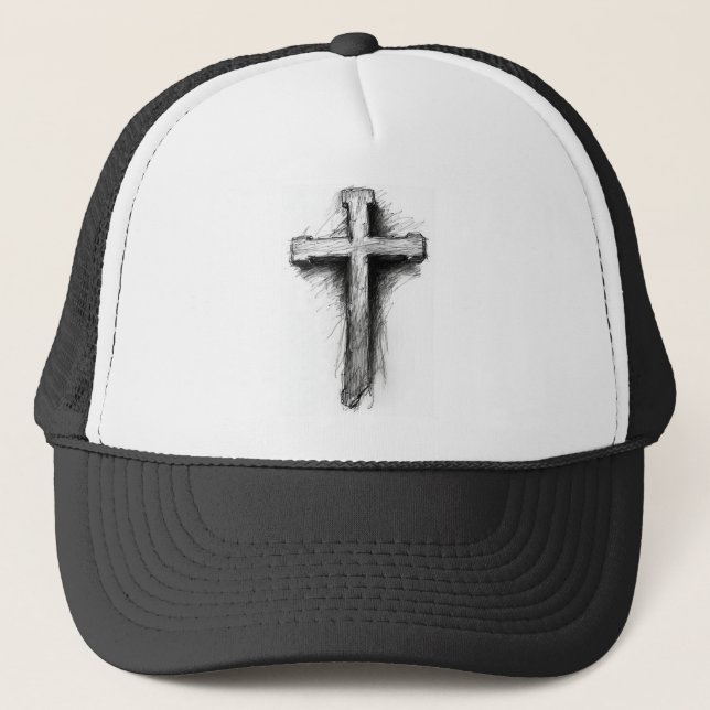 Graphic Christian Cross Trucker Hat Truckerkappe (Vorderseite)