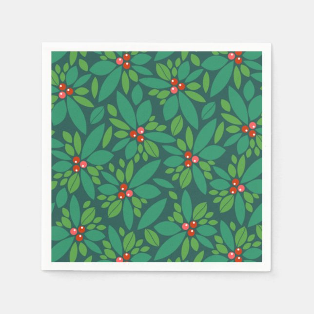 Graphic Christmas Holly Serviette (Vorderseite)