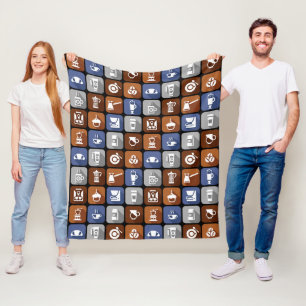 Graphic Coffee Icons Fleecedecke