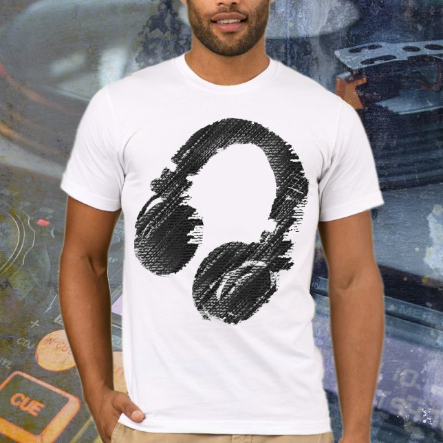 Graphic d.j. Black Headphone DJ T-Shirt (Von Creator hochgeladen)
