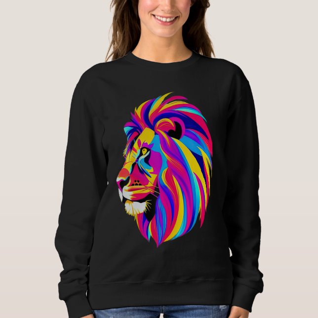 Graphic Design tee with Lion Head, Bold Colors, Un (Vorderseite)