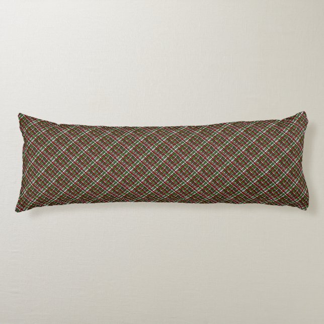 Graphic Diagonal Woven Burlap Green Red White Seitenschläferkissen (Vorderseite)