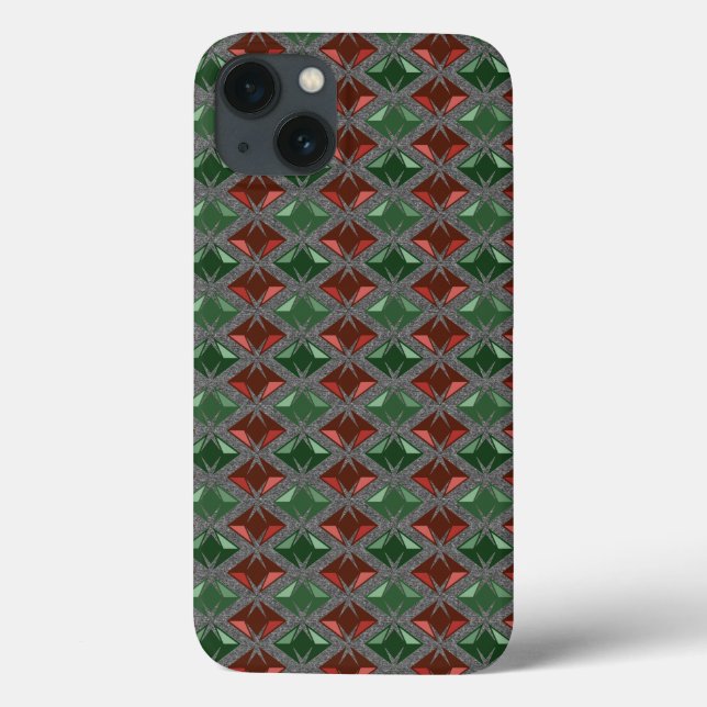 Graphic Diamonds Pattern Red Green Gems Case-Mate iPhone Hülle (Rückseite)