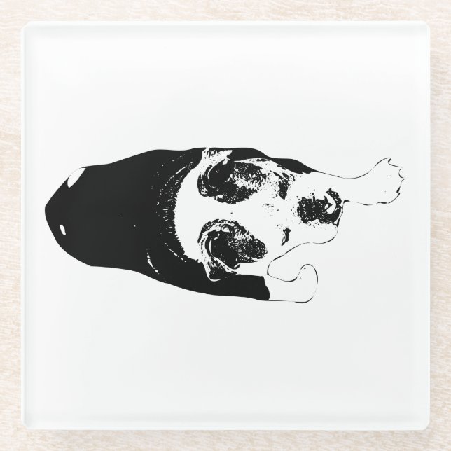 Graphic Dog Stride erhellt Tischversammlungen Glasuntersetzer (Vorderseite)