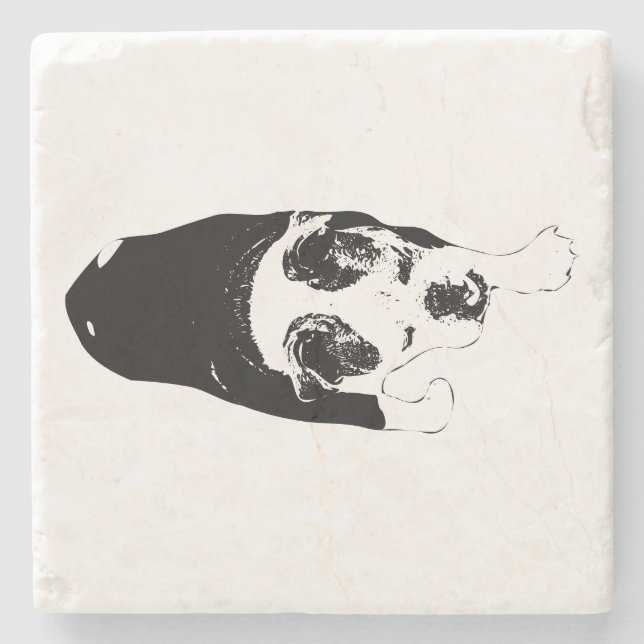Graphic Dog Stride erhellt Tischversammlungen Steinuntersetzer (Vorderseite)