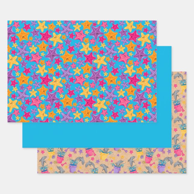 Graphic Dolphin Starfish Bold Under the Sea Geschenkpapier Set (Set)