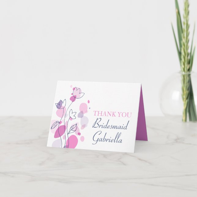 Graphic floral Hochzeit Brautjungfrau danke Karte (Vorderseite)