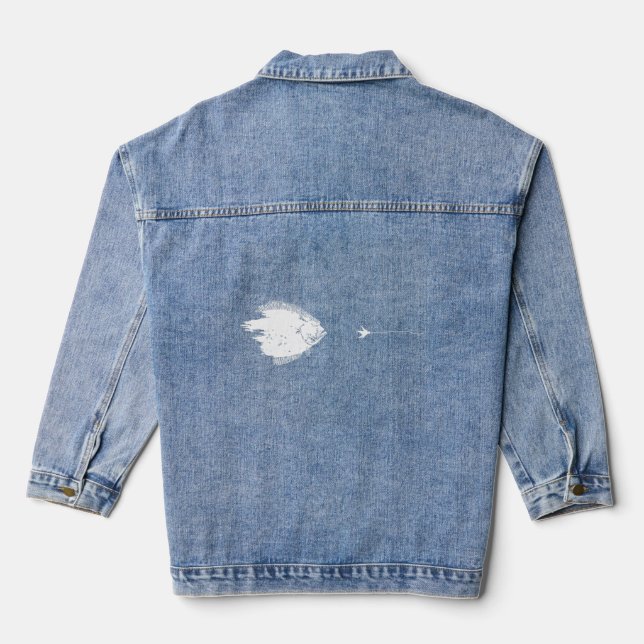 Graphic Fly Fishing Hook Line Fish Fluke Jeansjacke (Rückseite)