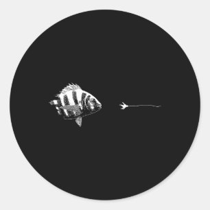 Graphic Fly Fishing Hook Line - Fish Sheepshead Runder Aufkleber