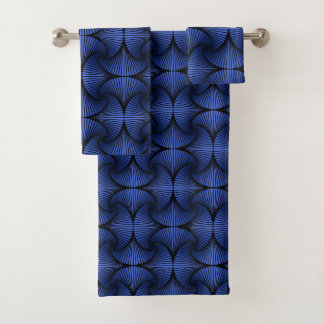 Graphic Geometric 3D Scallop Fan Blue Badhandtuch Set