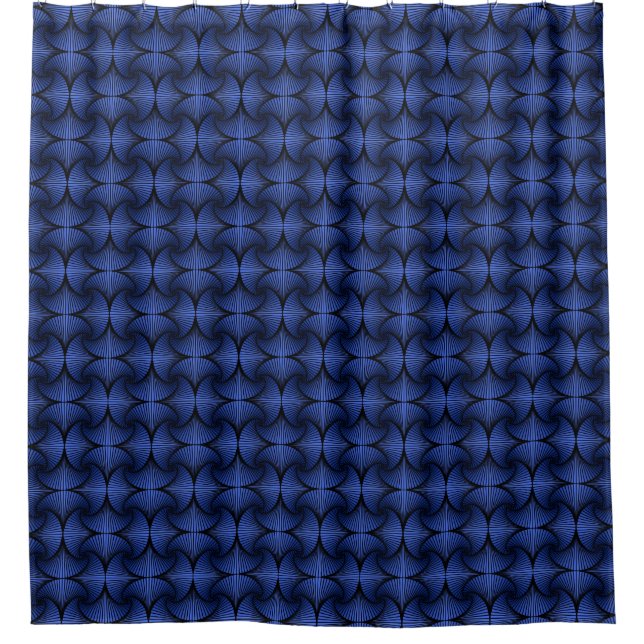 Graphic Geometric 3D Scallop Fan Blue Duschvorhang (Vorderseite)