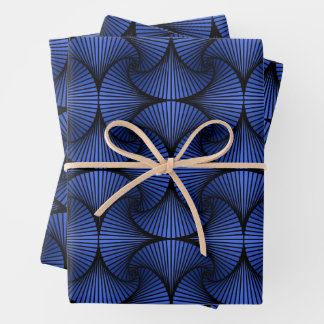 Graphic Geometric 3D Scallop Fan Blue Geschenkpapier Set
