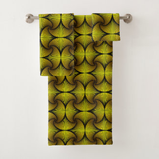Graphic Geometric 3D Scallop Fan Gelb Badhandtuch Set