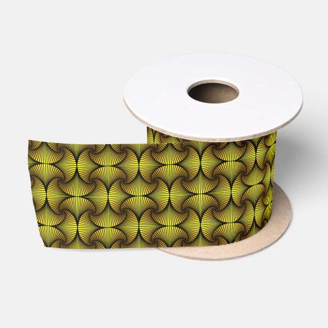 Graphic Geometric 3D Scallop Fan Gelb Satinband (Spule)
