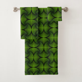 Graphic Geometric 3D Scallop Fan Green Badhandtuch Set
