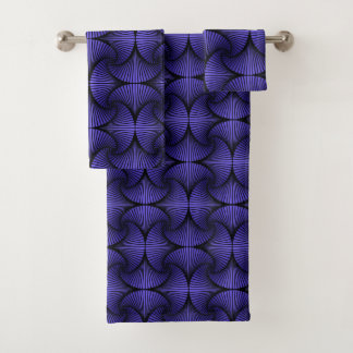 Graphic Geometric 3D Scallop Fan Lila Badhandtuch Set