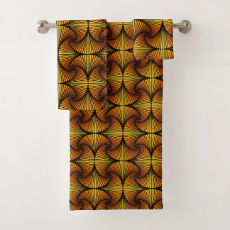 Graphic Geometric 3D Scallop Fan Orange Gelb Badhandtuch Set