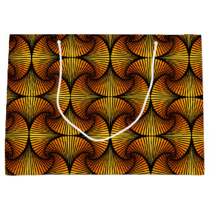 Graphic Geometric 3D Scallop Fan Orange Gelb Große Geschenktüte