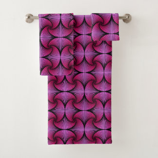 Graphic Geometric 3D Scallop Fan Pink Badhandtuch Set