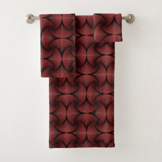 Graphic Geometric 3D Scallop Fan Red Badhandtuch Set