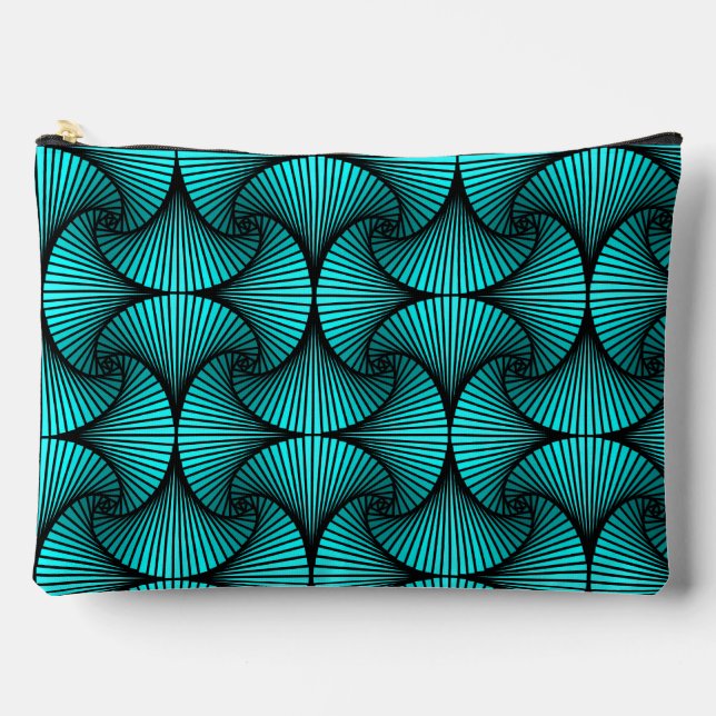 Graphic Geometric 3D Scallop Fan Türkis Zubehörtasche (Vorderseite)