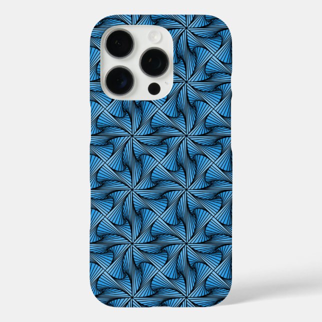 Graphic Geometric 3D Spiral Drehung Blau iPhone 16 Pro Hülle (Rückseite)