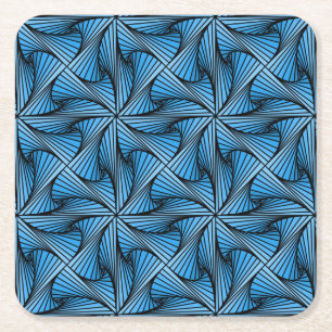 Graphic Geometric 3D Spiral Drehung Blau Rechteckiger Pappuntersetzer
