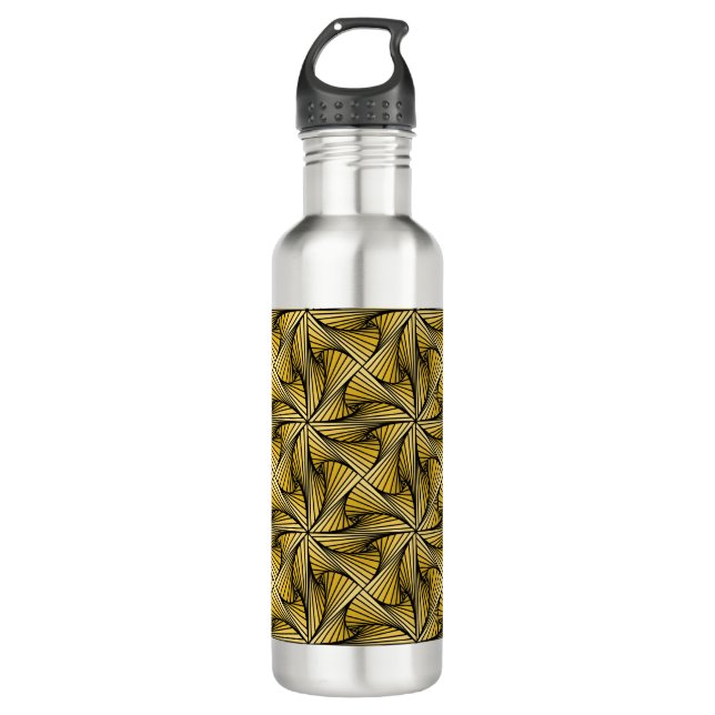 Graphic Geometric 3D Spiral Drehung gelb Edelstahlflasche (Vorderseite)