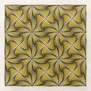 Graphic Geometric 3D Spiral Drehung gelb Glasuntersetzer