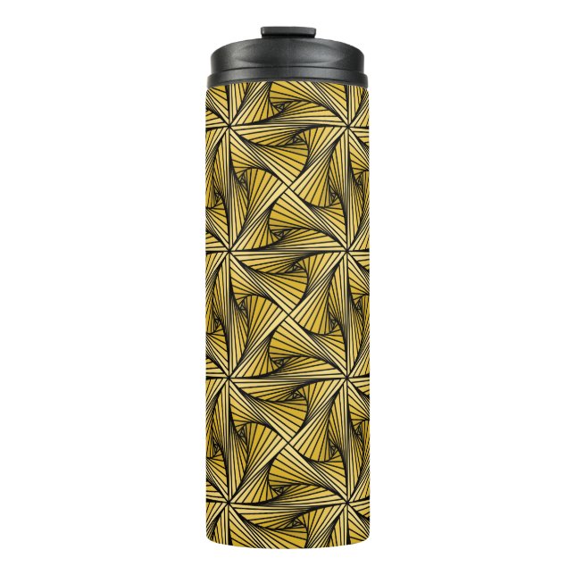 Graphic Geometric 3D Spiral Drehung gelb Thermosbecher (Vorderseite)
