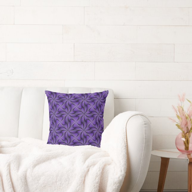 Graphic Geometric 3D Spiral Drehung Lila Kissen (Liege)
