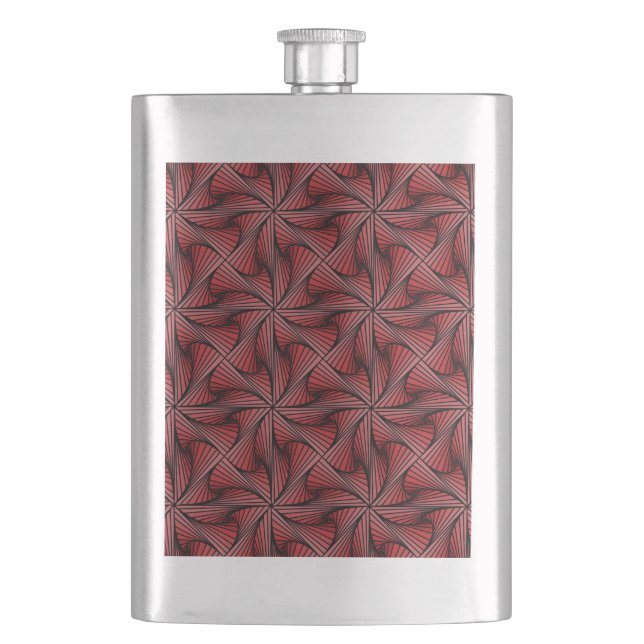 Graphic Geometric 3D Spiral Drehung Red Flachmann (Vorderseite)