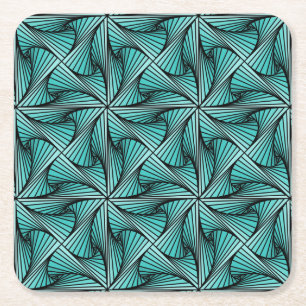Graphic Geometric 3D Spiral Drehung Türkis Grün Rechteckiger Pappuntersetzer