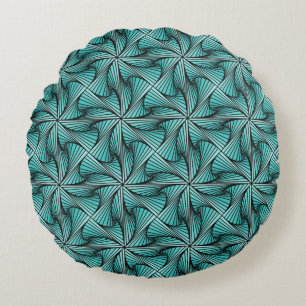 Graphic Geometric 3D Spiral Drehung Türkis Grün Rundes Kissen