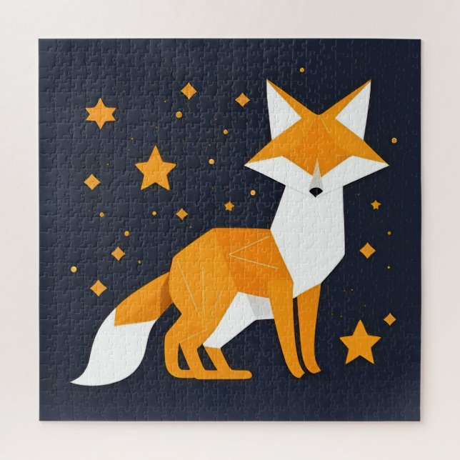 Graphic Illustration of a Fox in Geometric Style (Vertikal)