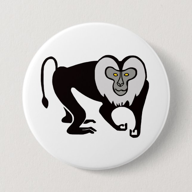Graphic-Lion-Taillierte MACAQUE-Affe- Wildtiere - Button (Vorderseite)
