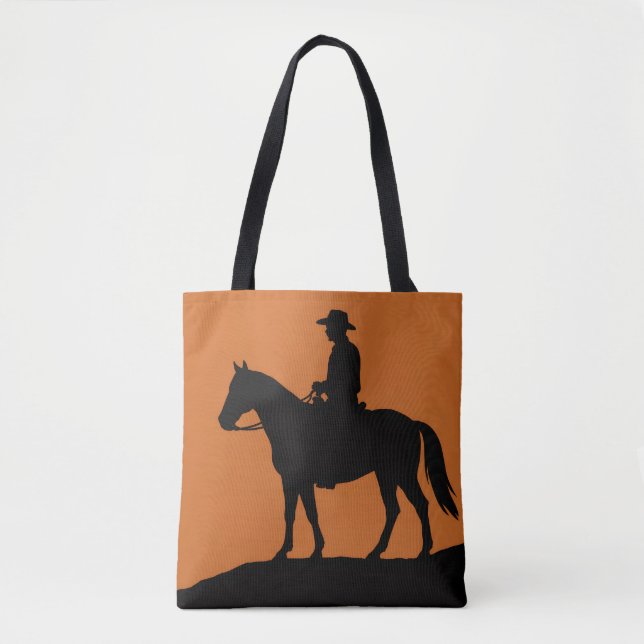 Graphic Lone Rider Tote Bag - Minimalist Western  (Devant)