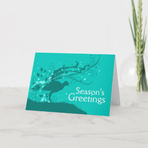 Graphic lyrebird aquamarine Weihnachtskarte Feiertagskarte