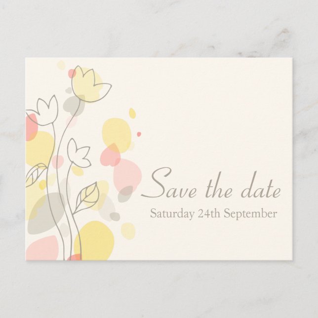 Graphic moderne Blume Blätter Save the Date Karte (Vorderseite)