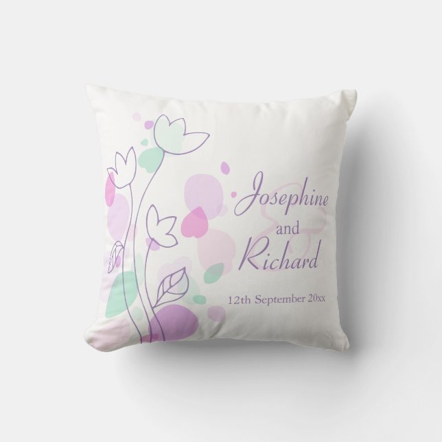 Graphic moderne Blume Blütenblätter Hochzeitskisse Kissen (Vorderseite)