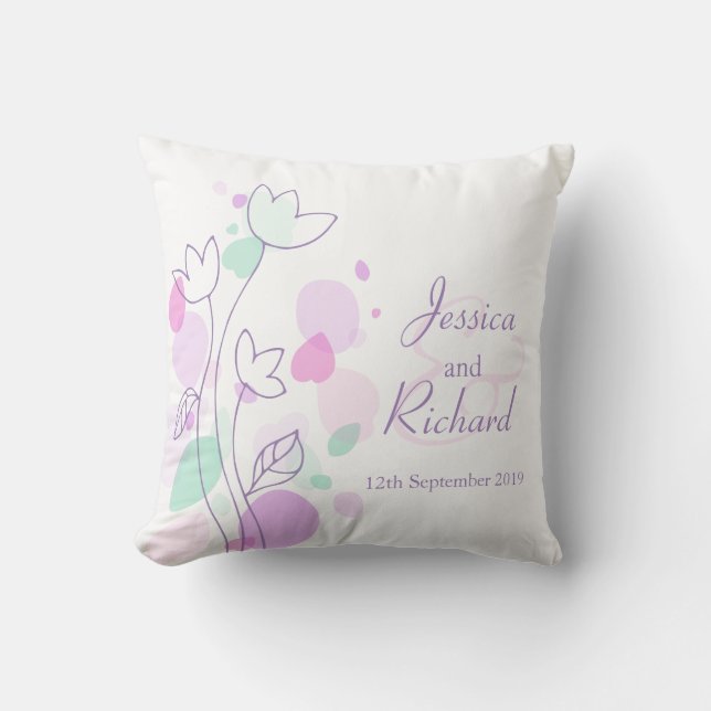 Graphic moderne Blume Blütenblätter Hochzeitskisse Kissen (Vorderseite)