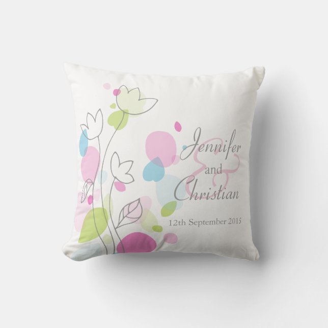 Graphic moderne Blume Blütenblätter Hochzeitskisse Kissen (Vorderseite)