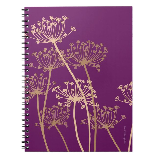Graphic moderne Blume chervil lila Art Notebook Notizblock (Vorderseite)