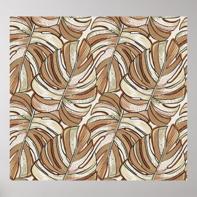Graphic Monstera Blätter Tropical Design Poster (Vorne)
