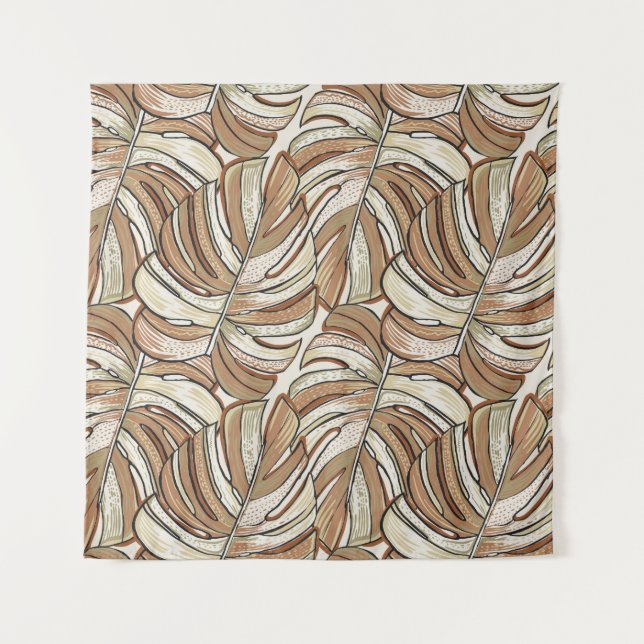 Graphic Monstera Blätter Tropical Design Wandteppich (Vorderseite)