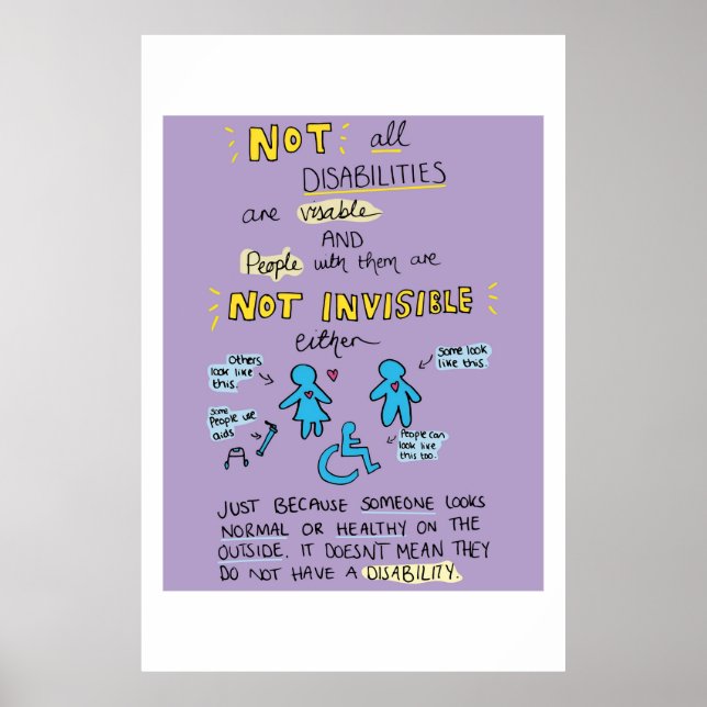Graphic Not All Disabilities Are Visible Poster (Vorne)