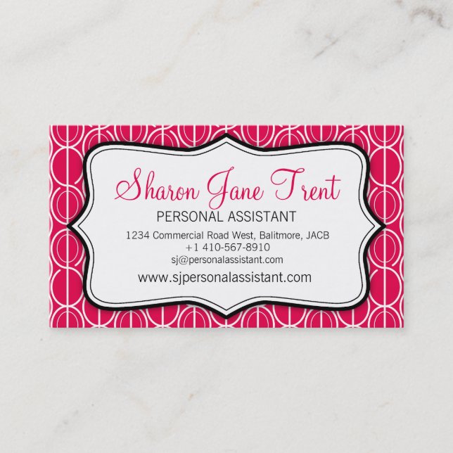 Graphic ovals red, black & white business card visitenkarte (Vorderseite)